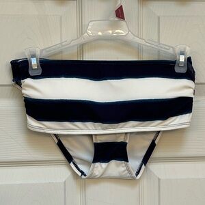 Kate Spade Awning Stripe Bandeau Bikini. Size Small